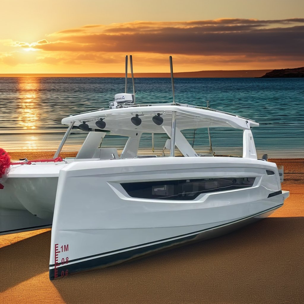 China Supplier's 40-Foot Luxury Aluminum Catamaran Yacht Small Fiberglass Speed Fishing Vessel Bimini Top New Outboard Engine 6m